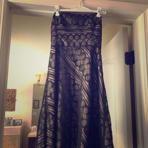 Black lace strapless dress